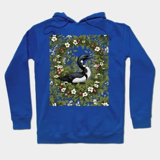 Common Loon Surrounded By Lady's Slipper Flowers Hoodie